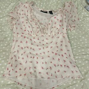 coquette empire silk lining floral top